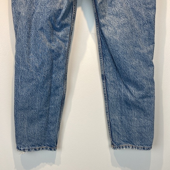 Zara Ripped Mom Jeans Size 6 Acid Wash Slightly Tapered Distressed High Rise - Picture 11 of 13